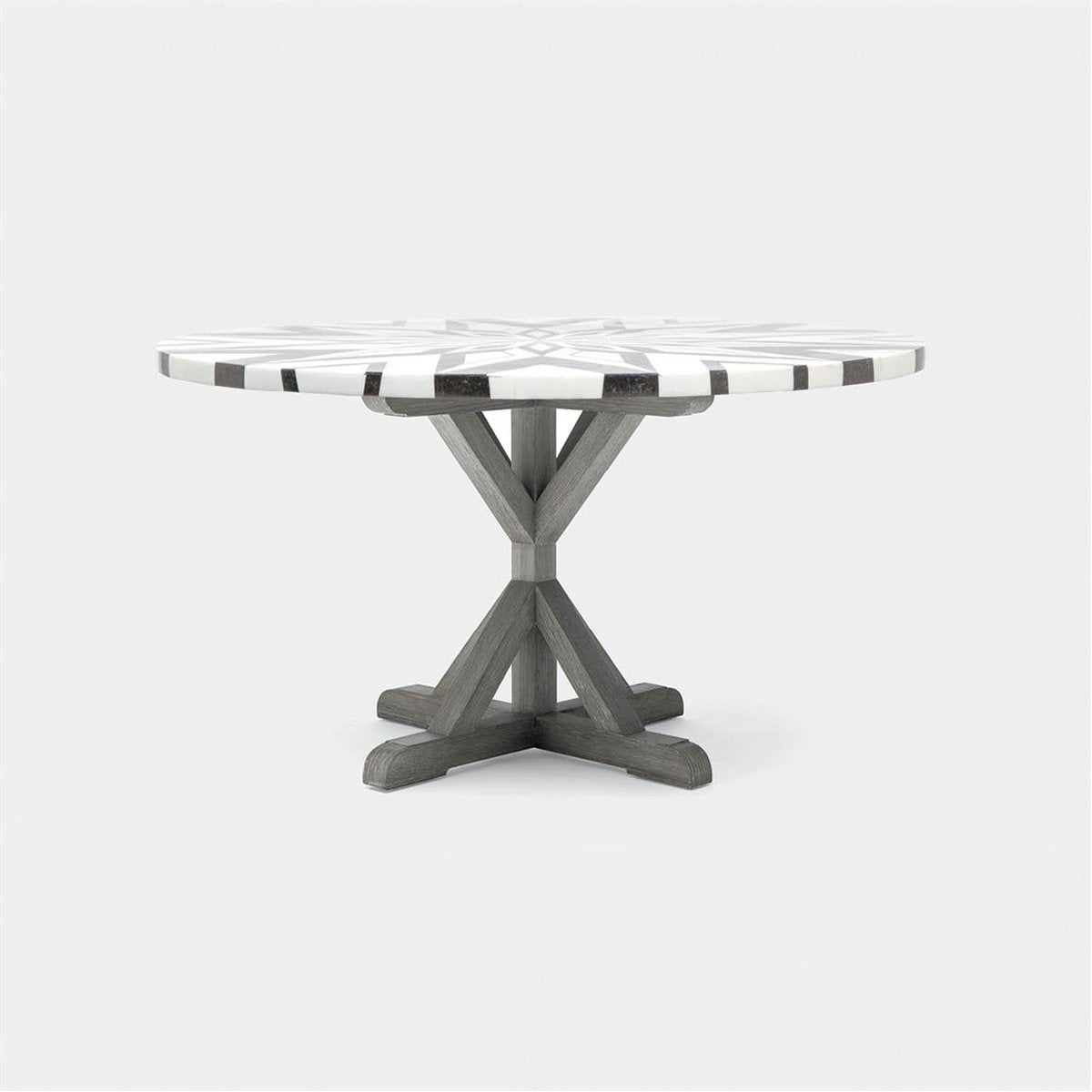 Made Goods Dane Round Farm Dining Table in Marble