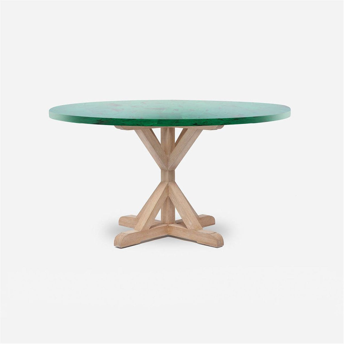 Made Goods Dane Round Farm Dining Table in Emerald Shell