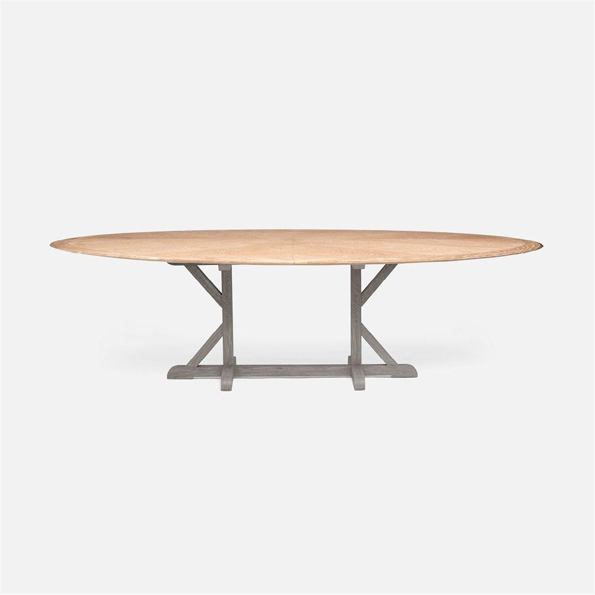 Made Goods Dane Oval Farm Dining Table in White Cerused Oak