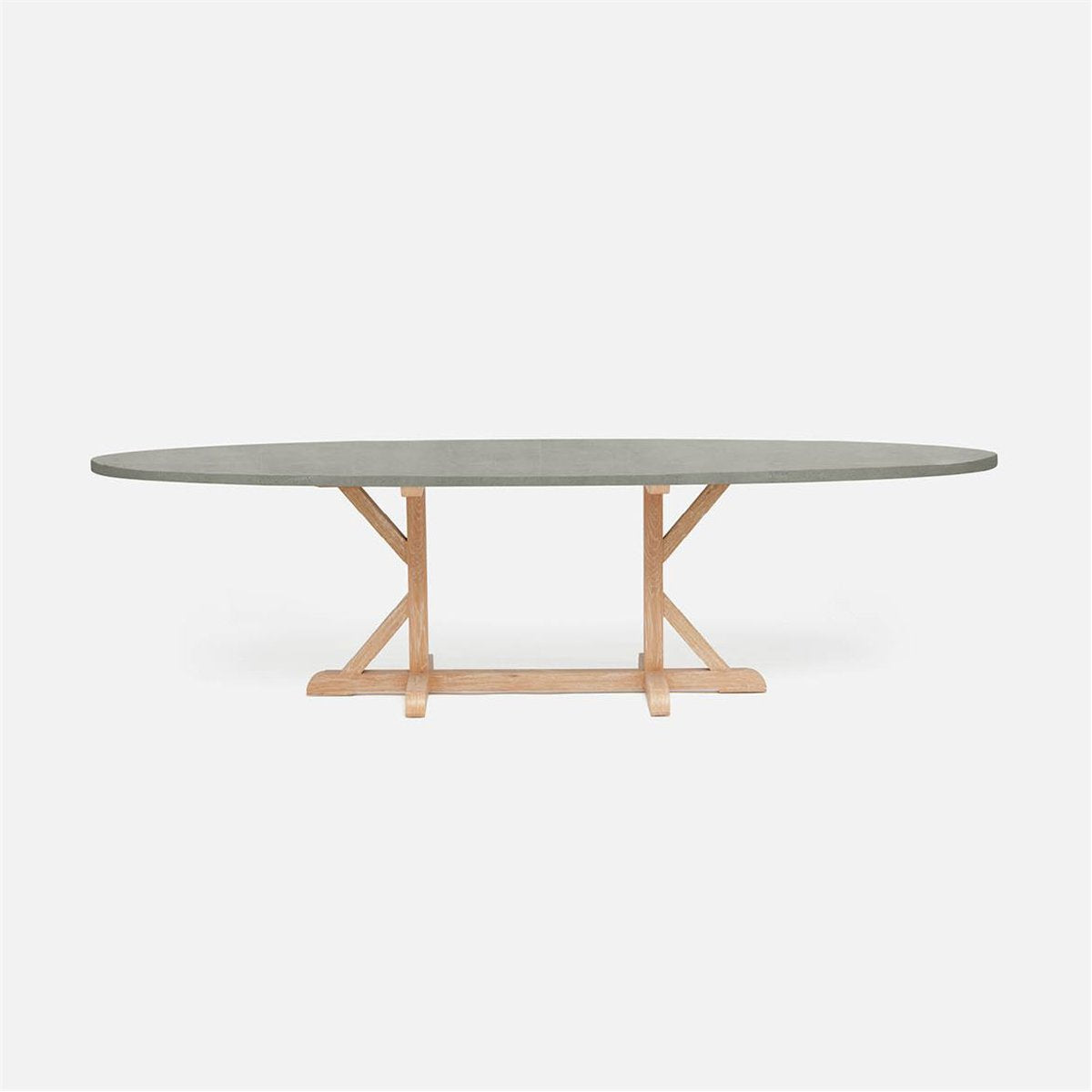 Made Goods Dane Oval Farm Dining Table in Faux Shagreen