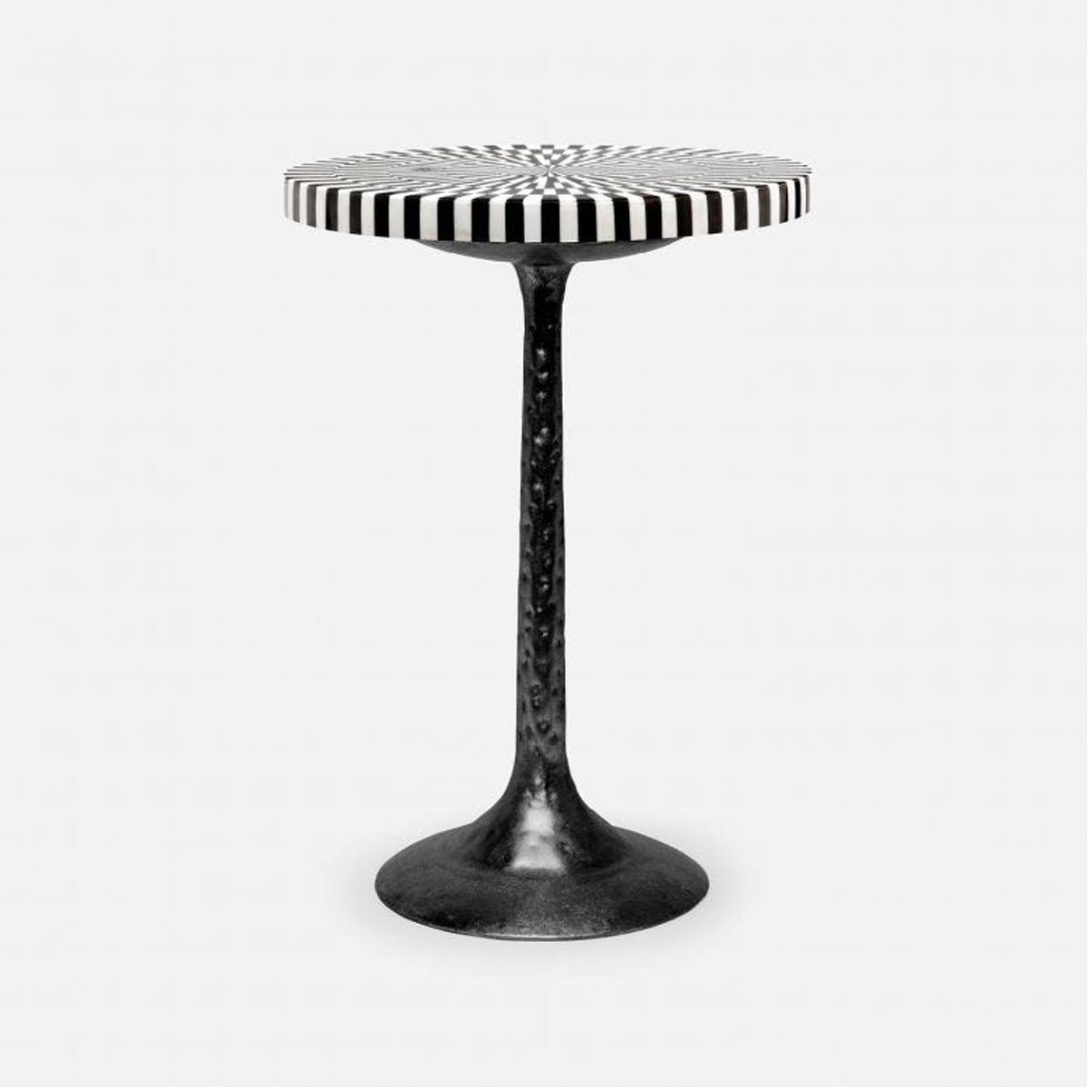 Made Goods Delancy Bistro Side Table in Black/White Striped Marble