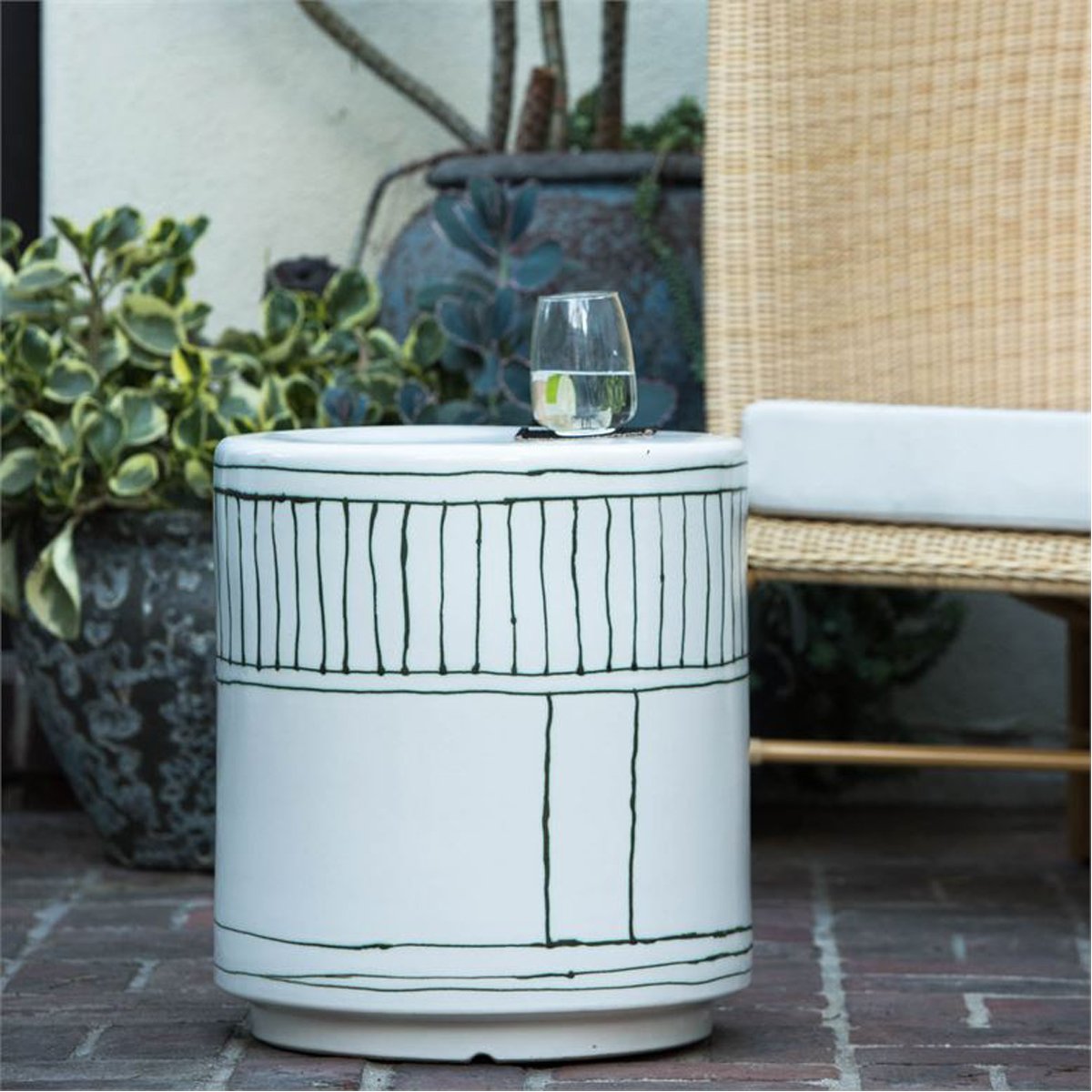 Made Goods Dennison Striped Ceramic Outdoor Stool