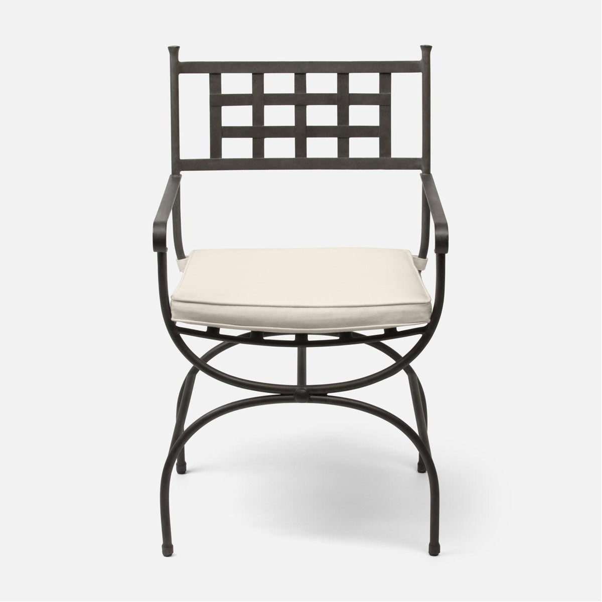 Made Goods Felix Metal Outdoor Dining Armchair in Liard Cotton Velvet