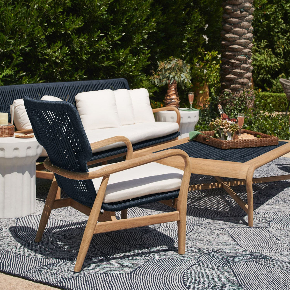 Made Goods Garrison Outdoor Lounge Chair in Havel Velvet