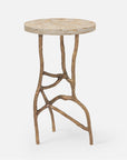 Made Goods Genevier Brass Tripod Base Side Table in Stone