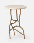 Made Goods Genevier Brass Tripod Base Side Table in Stone