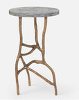 Made Goods Genevier Brass Tripod Base Side Table in Stone