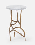 Made Goods Genevier Brass Tripod Base Side Table in Marble