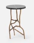 Made Goods Genevier Brass Tripod Base Side Table in Marble