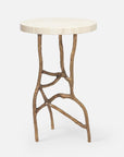 Made Goods Genevier Brass Tripod Base Side Table in Natural Bone