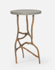 Made Goods Genevier Brass Tripod Base Side Table in Faux Shagreen