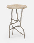 Made Goods Genevier Brass Tripod Base Side Table in Stone