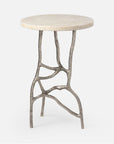 Made Goods Genevier Brass Tripod Base Side Table in Stone