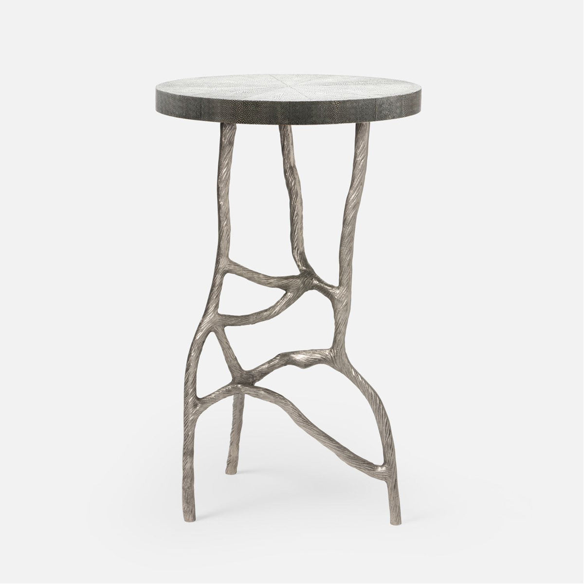 Made Goods Genevier Brass Side Table in Realistic Faux Shagreen