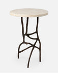 Made Goods Genevier Brass Tripod Base Side Table in Stone