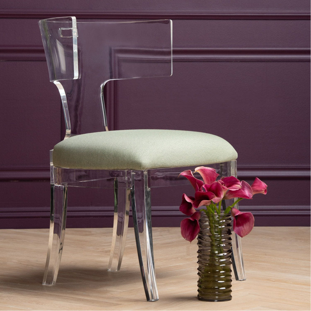 Made Goods Gibson Acrylic Wingback Dining Chair in Lambro Boucle