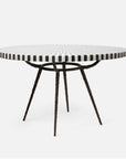 Made Goods Grace Pitted Iron Dining Table in Black/White Stripe Marble