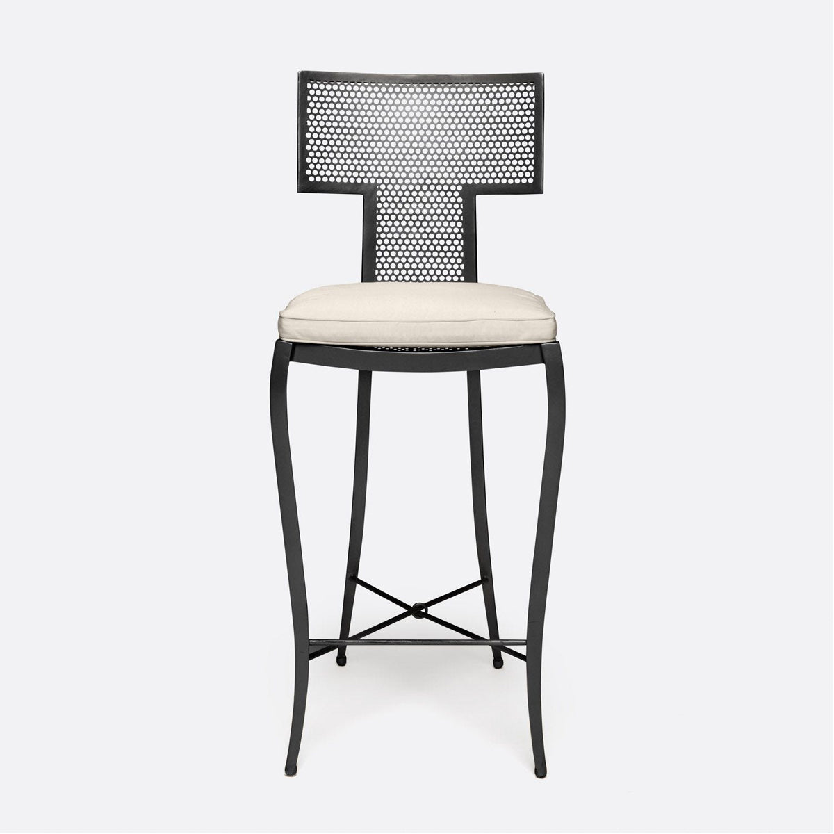 Made Goods Hadley Metal Outdoor Bar Stool in Alsek Fabric