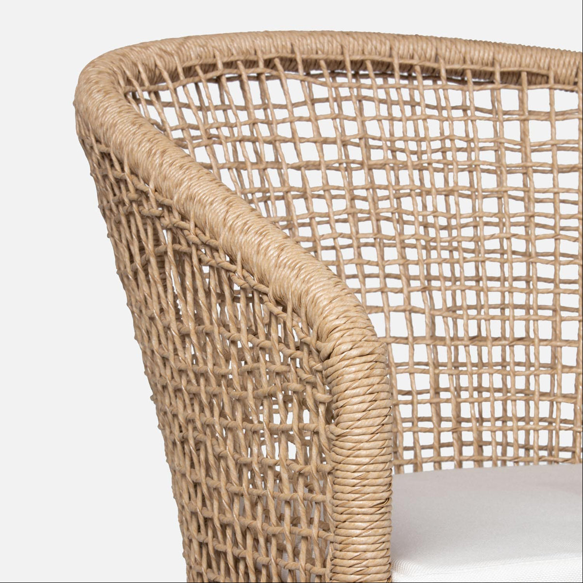 Made Goods Helena Open-Weave Barrel Outdoor Dining Chair in Danube