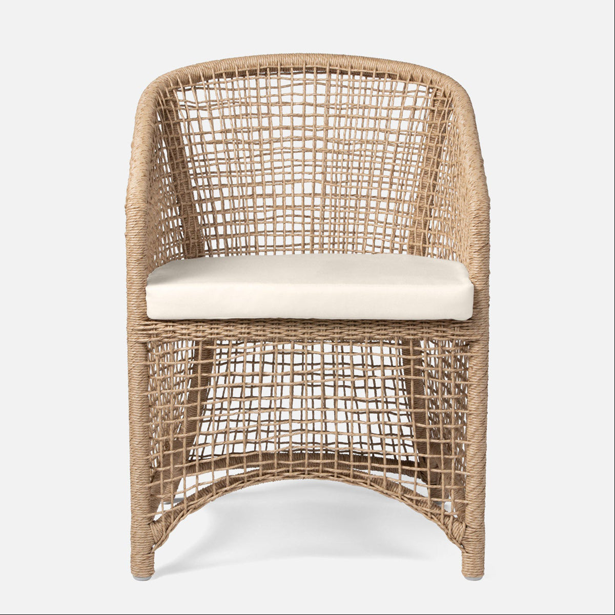 Made Goods Helena Open-Weave Barrel Outdoor Dining Chair in Weser