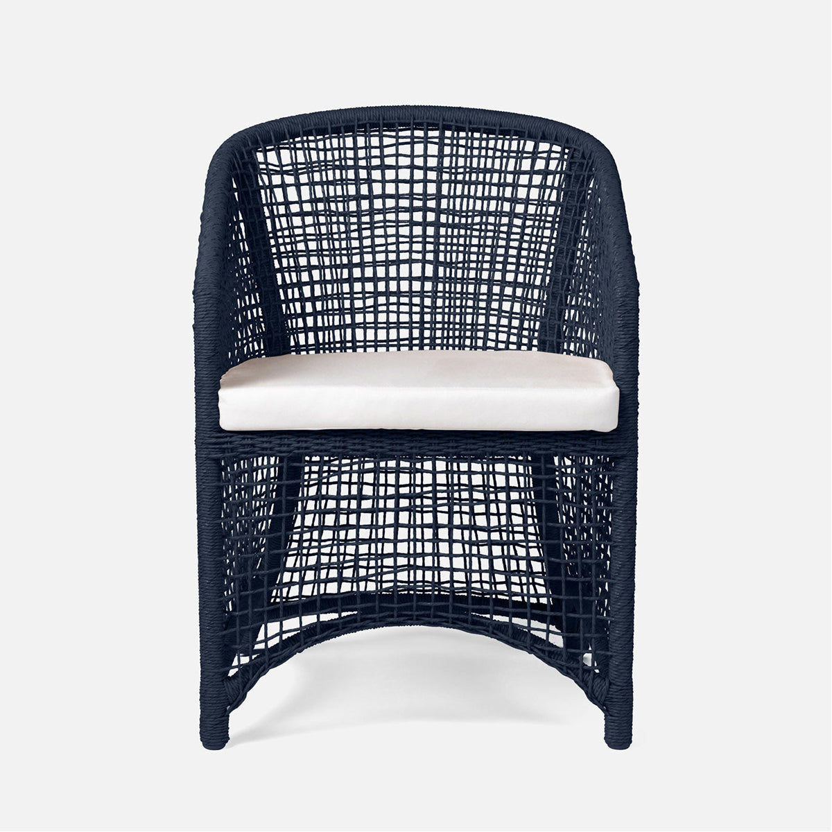 Made Goods Helena Open-Weave Barrel Outdoor Dining Chair in Danube