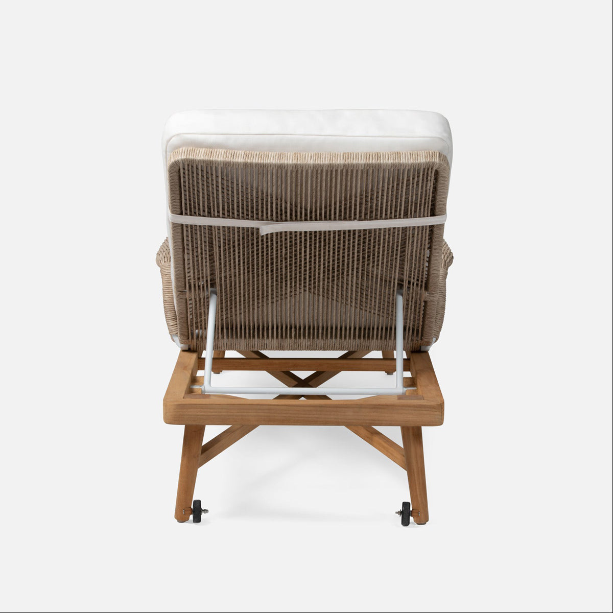 Made Goods Hendrick Teak Outdoor Chaise Lounge in Lambro Boucle