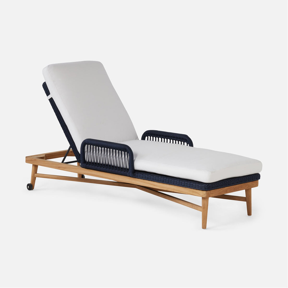 Made Goods Hendrick Teak Outdoor Chaise Lounge in Liard Velvet