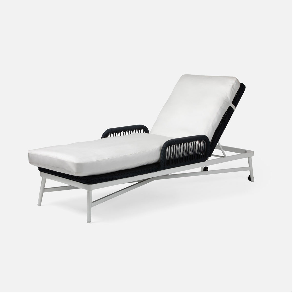 Made Goods Hendrick Aluminum Outdoor Chaise Lounge in Danube Fabric