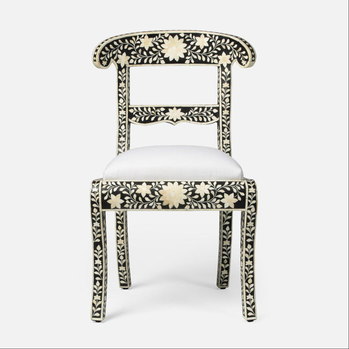 Made Goods Ines Rajasthan Bone Inlay Accent Chair in Black Resin