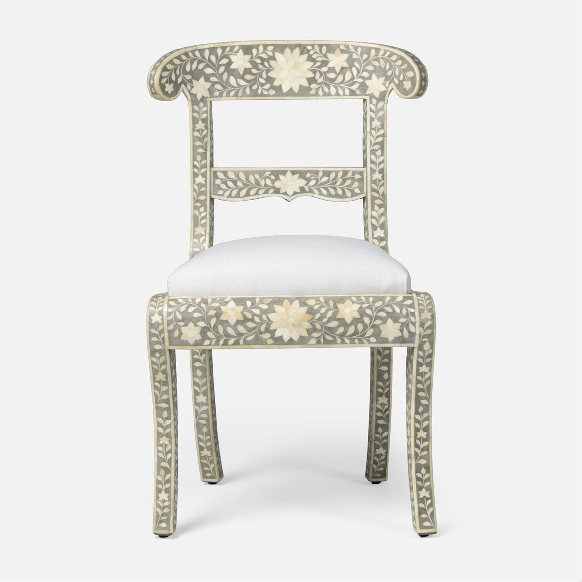 Made Goods Ines Rajasthan Bone Inlay Accent Chair in Gray Resin