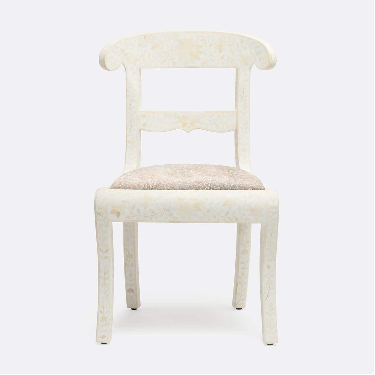 Made Goods Ines Rajasthan Bone Inlay Accent Chair in White Resin