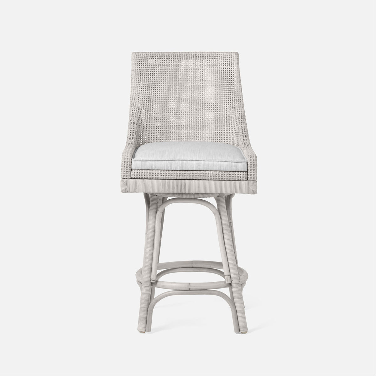 Made Goods Isla Woven Rattan Counter Stool in Marano Lambskin