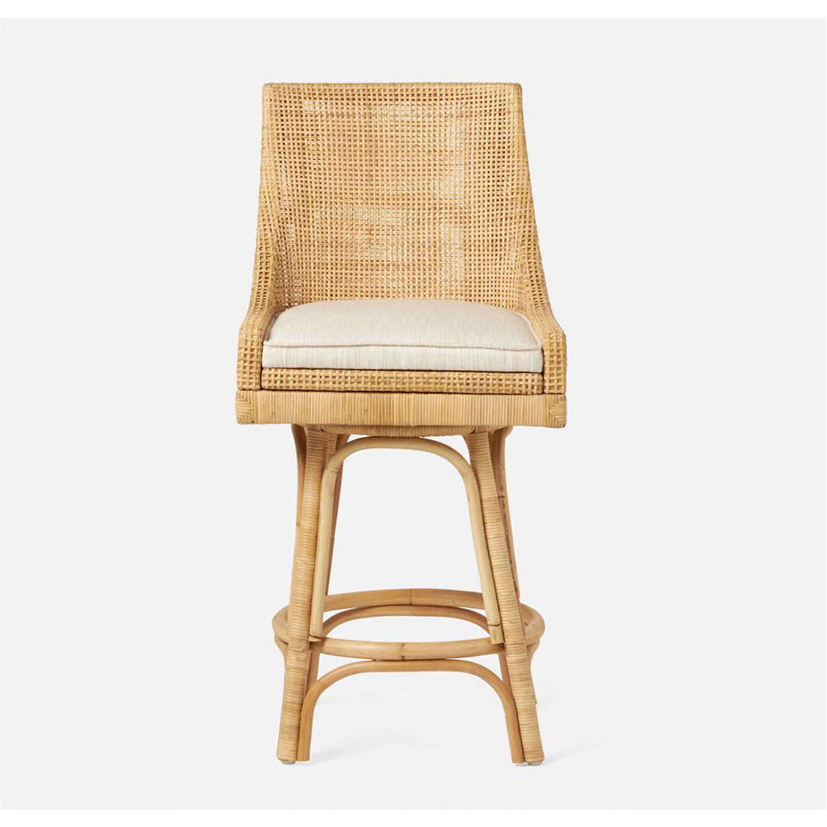 Made Goods Isla Woven Rattan Counter Stool in Lambro Boucle