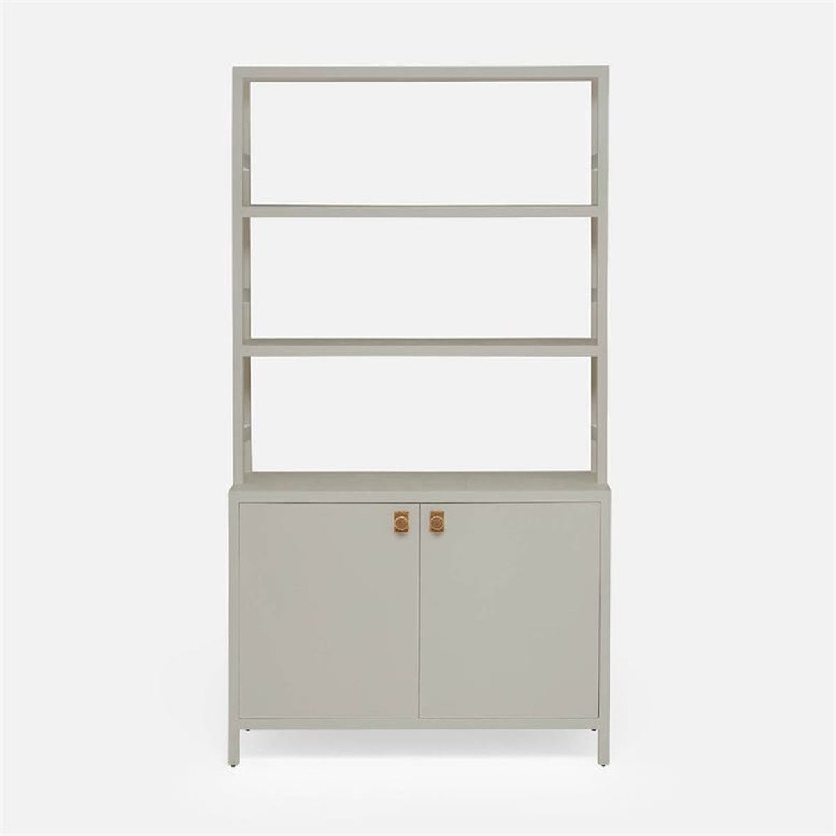 Made Goods Jake Faux Belgian Linen Bookcase with Hutch