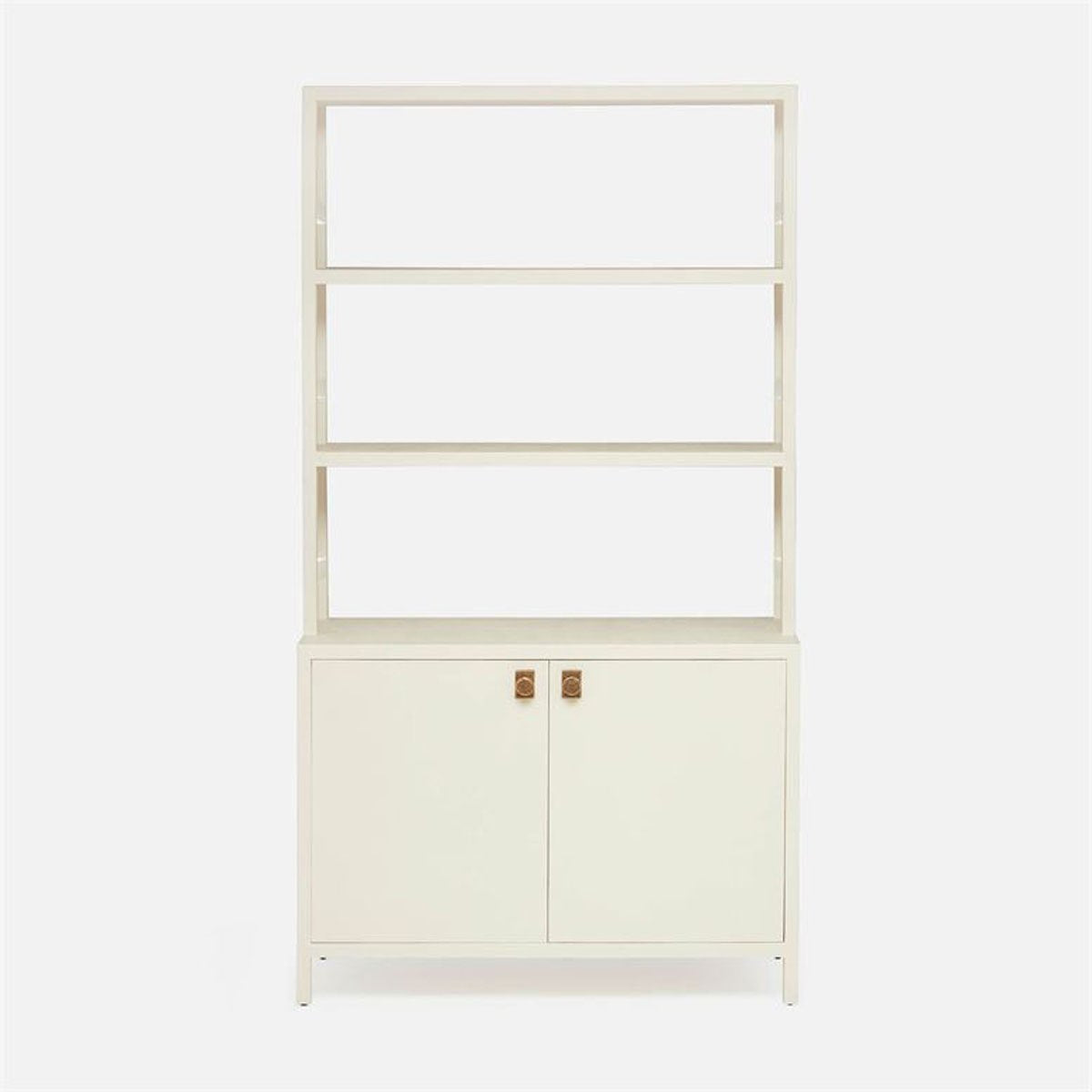 Made Goods Jake Faux Belgian Linen Bookcase with Hutch