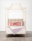 Made Goods Janelle Scalloped Iron Canopy Bed in Liard Cotton Velvet