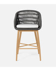 Made Goods Jolie Teak Outdoor Bar Stool in Alsek Fabric