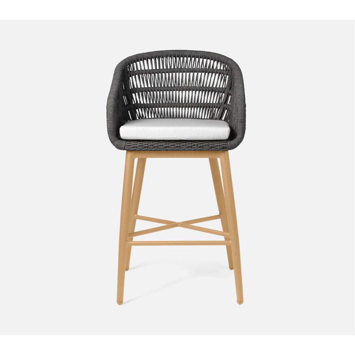 Made Goods Jolie Teak Outdoor Bar Stool in Clyde Fabric