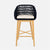 Made Goods Jolie Teak Outdoor Bar Stool in Volta Fabric