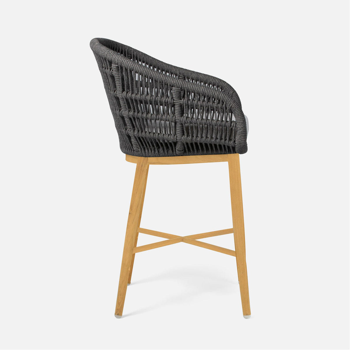 Made Goods Jolie Teak Outdoor Counter Stool in Alsek Fabric