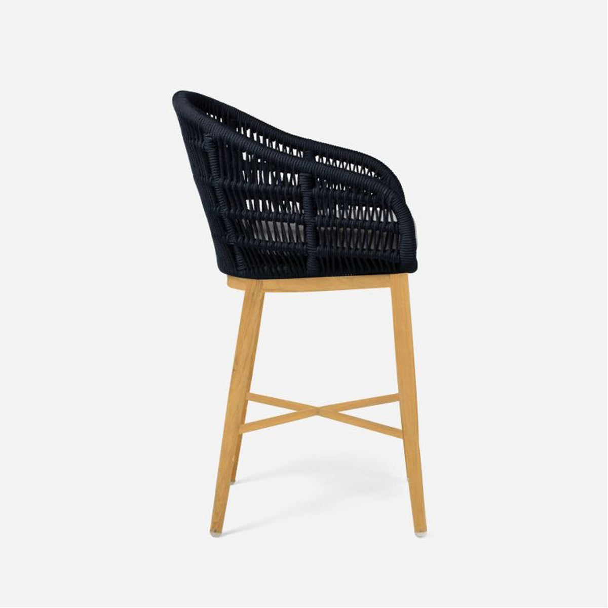 Made Goods Jolie Teak Outdoor Counter Stool in Weser Fabric