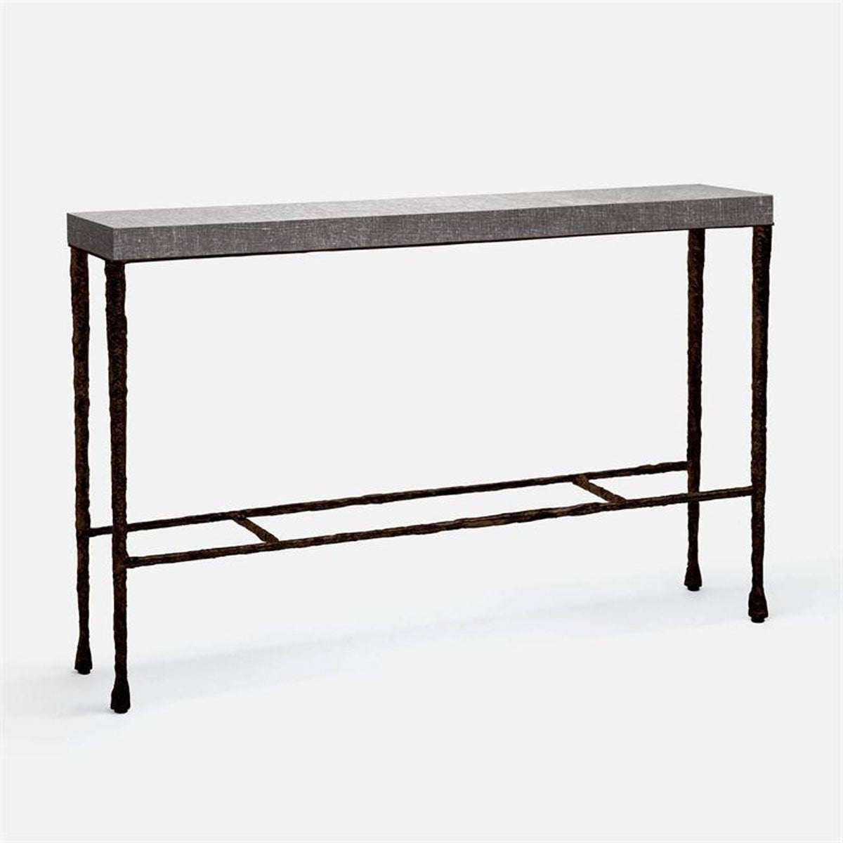 Made Goods Jovan Console Table in Charcoal Faux Linen