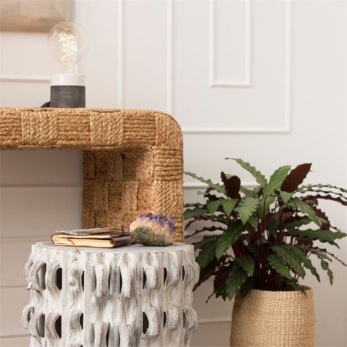 Made Goods Juleen Checkered Weave Waterfall Console Table