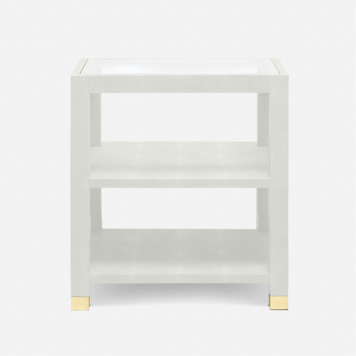 Made Goods Lafeu Side Table in Blanc Realistic Faux Shagreen