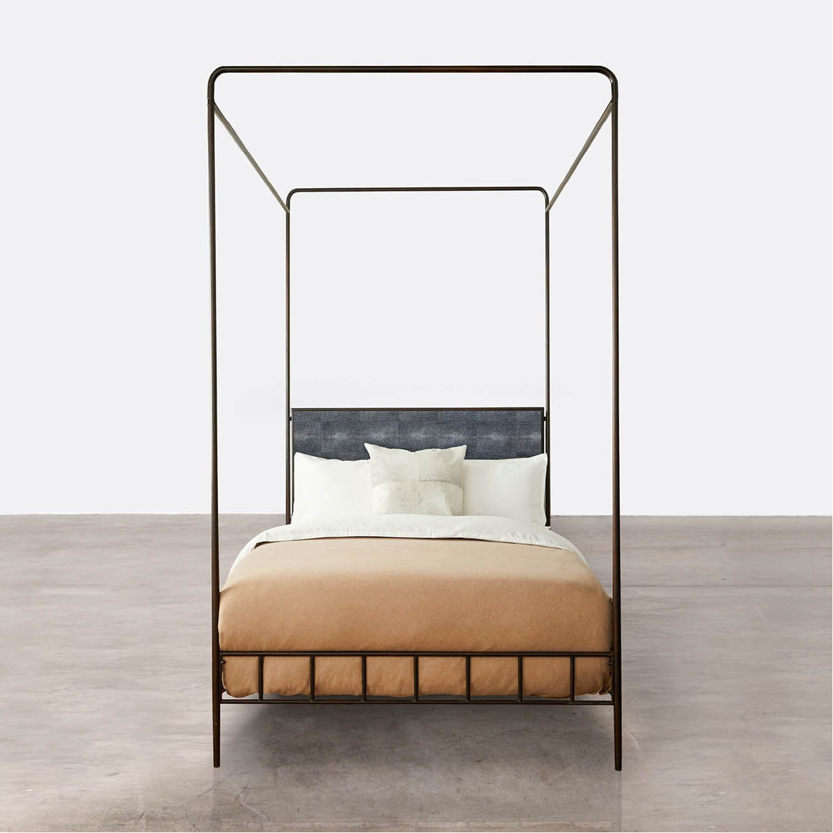 Made Goods Laken Iron Canopy Bed in Humboldt Cotton Jute