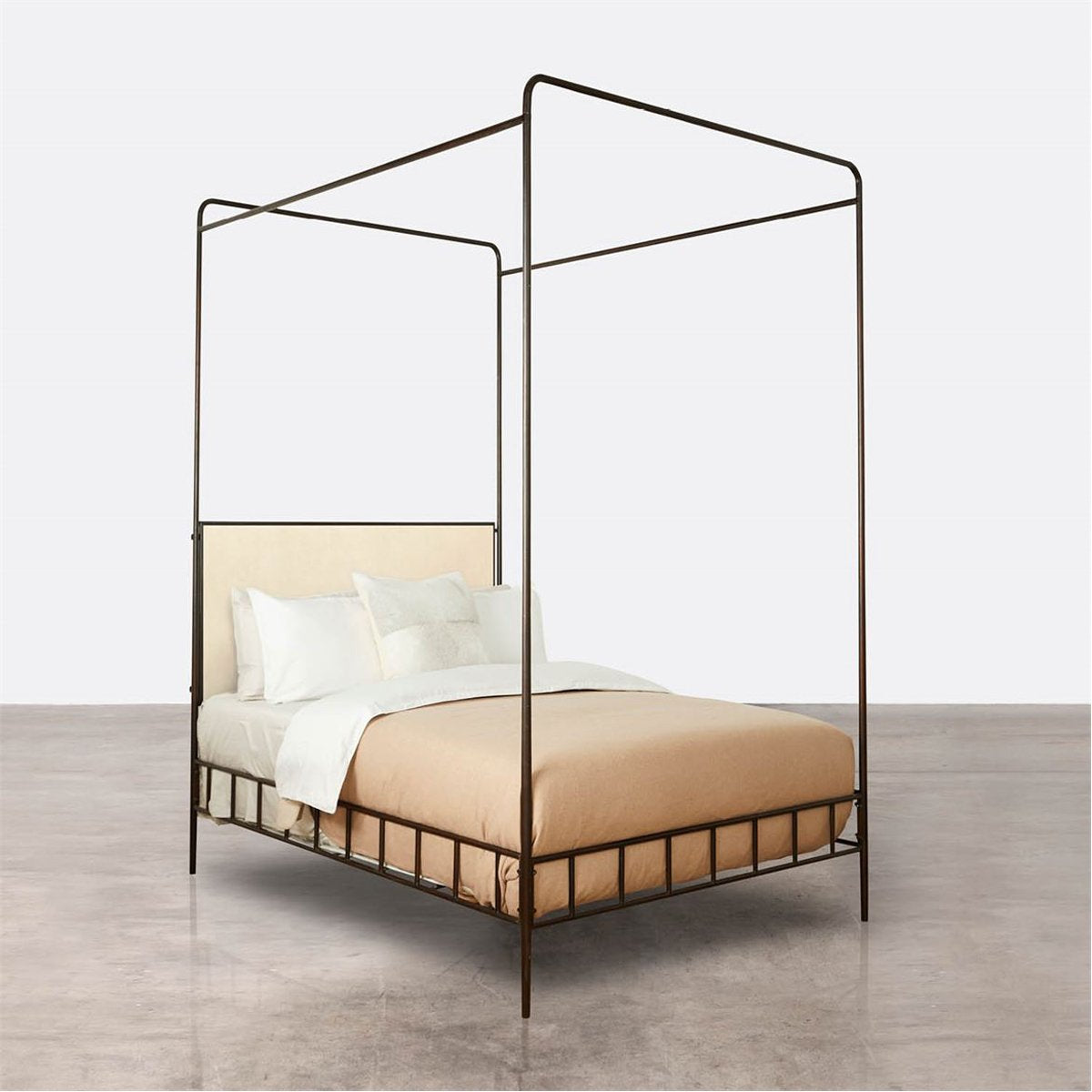 Made Goods Laken Iron Canopy Bed in Faux Shagreen