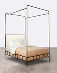 Made Goods Laken Iron Canopy Bed in Faux Shagreen