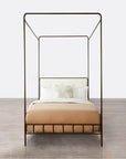 Made Goods Laken Iron Canopy Bed in Kern Fabric