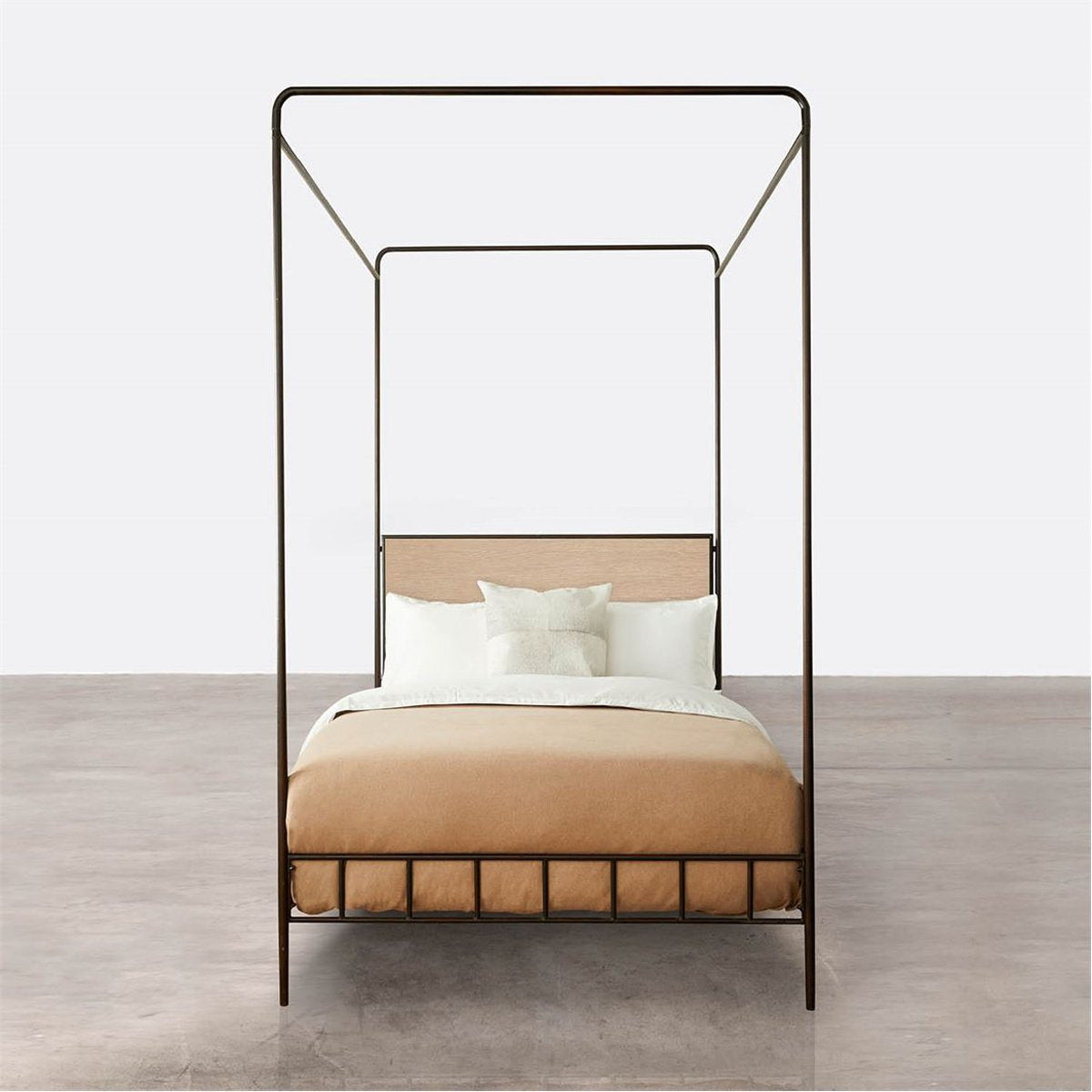 Made Goods Laken Iron Canopy Bed in Oak