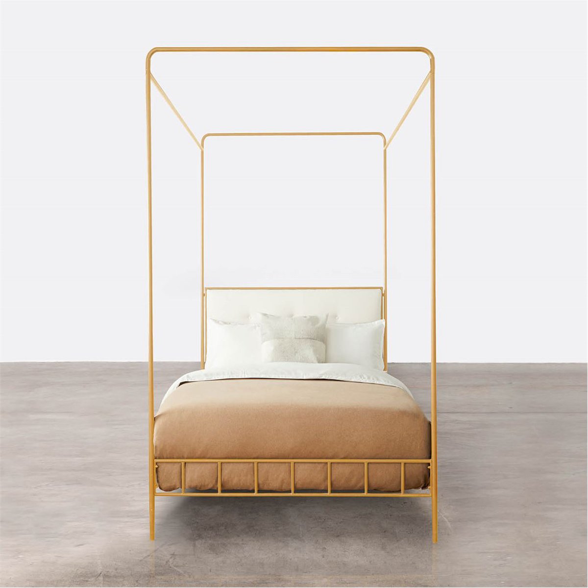 Made Goods Laken Iron Canopy Bed in Volta Fabric